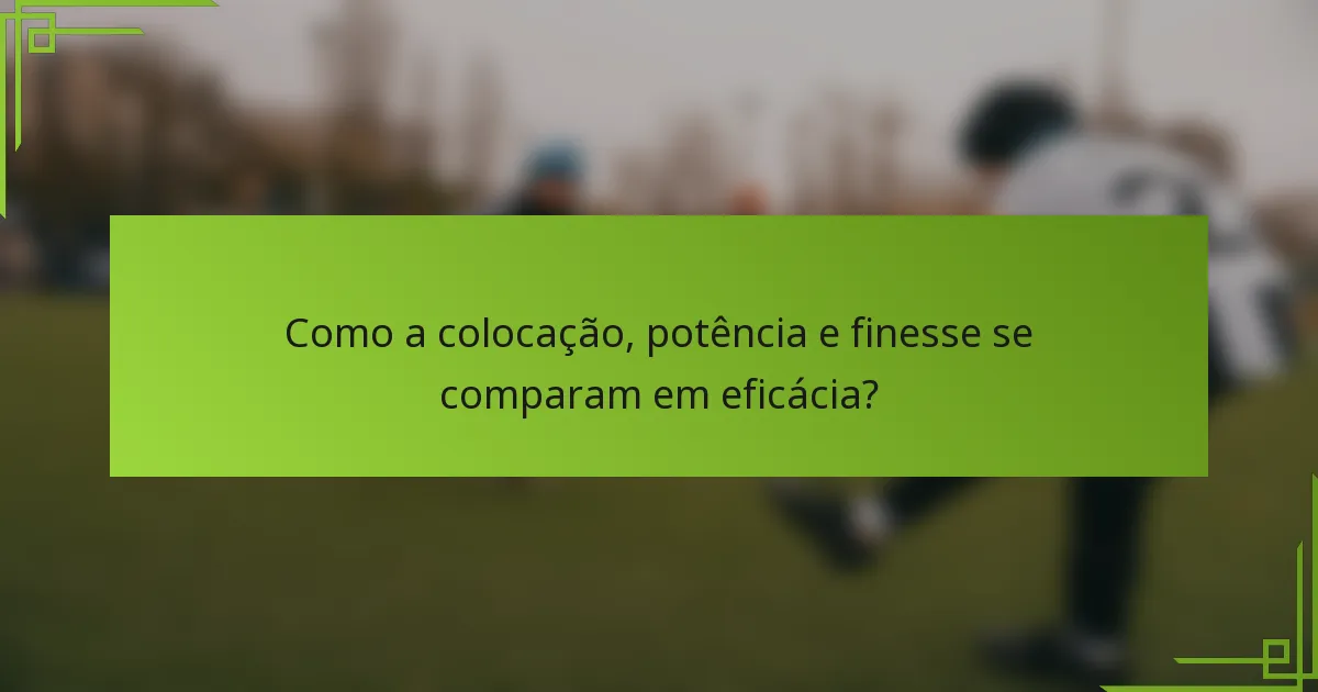 Como a colocação, potência e finesse se comparam em eficácia?